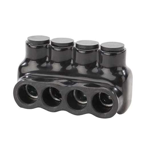 NSi - NSI IPL3/0-4 6 to 3/0 AWG Black Plastisol 4-Port 1-Side Entry Insulated Multi-Cable Connector Block