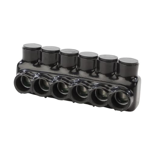 NSi - NSI IPL350-6 6 AWG to 350 MCM Black Plastisol 6-Port 1-Side Entry Insulated Multi-Cable Connector Block