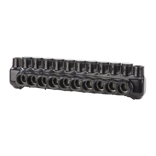 NSi - NSI IPLMD250-10 6 AWG to 250 MCM Black Plastisol 10-Port 2-Side Entry Insulated Multi-Cable Connector with Hole