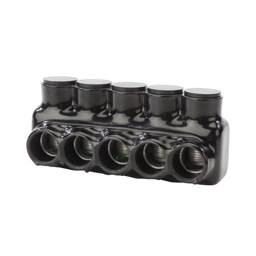 NSi - NSI IPL350-5 6 AWG to 350 MCM Black Plastisol 5-Port 1-Side Entry Insulated Multi-Cable Connector Block
