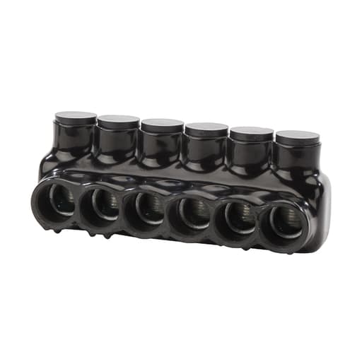 NSi - NSI IPLD250-6 6 AWG to 250 MCM Black Plastisol 6-Port 2-Side Entry Insulated Multi-Cable Connector Block