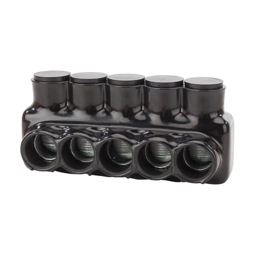 NSi - NSI IPL500-5 4 AWG to 500 MCM Black Plastisol 5-Port 1-Side Entry Insulated Multi-Cable Connector Block
