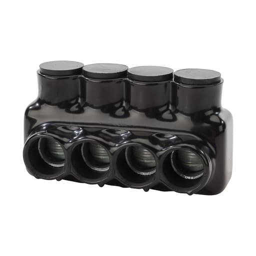 NSi - NSI IPLD600-4 6 AWG to 600 MCM Black Plastisol 4-Port 2-Side Entry Insulated Multi-Cable Connector Block