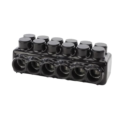 NSi - NSI IPLDH750-6 250 to 750 MCM Black Plastisol 6-Port 2-Side Entry Heavy Duty Insulated Multi-Cable Connector Block