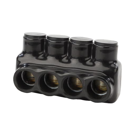 NSi - NSI IPL350-4 6 AWG to 350 MCM Black Plastisol 4-Port 1-Side Entry Insulated Multi-Cable Connector Block