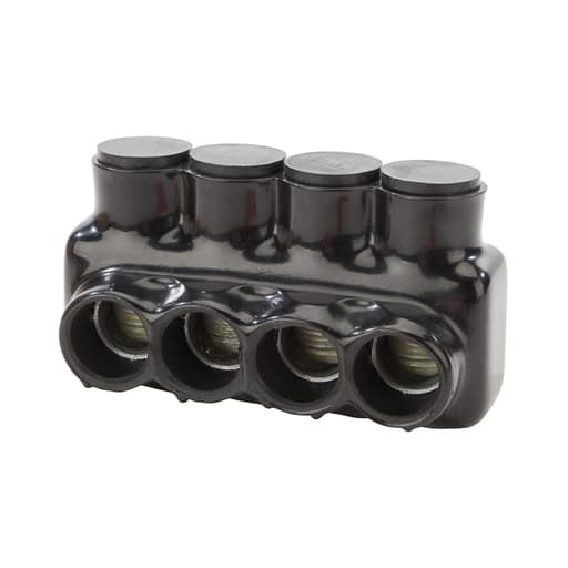 NSi - NSI IPL500-4 4 AWG to 500 MCM Black Plastisol 4-Port 1-Side Entry Insulated Multi-Cable Connector Block