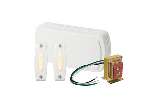 Nutone - Broan BK125LWH Builder Basic Door Chime Kit, Two Lighted Buttons, 16V 10A Transformer