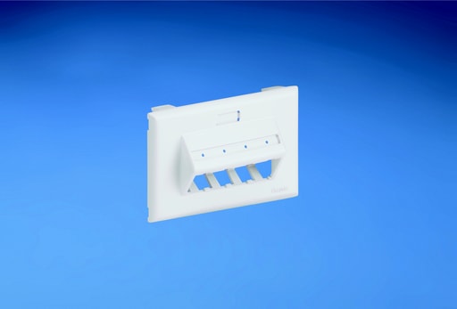 Panduit Corp - Panduit UIT70FH4IW Single Gang, Horizontal Sloped Communication Snap-on Faceplate Accepts Up To Four Modules.