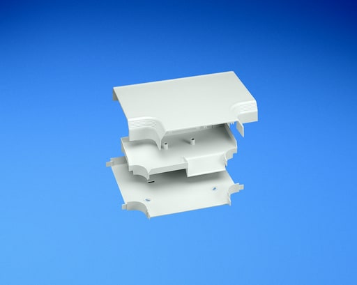 Panduit Corp - Panduit T702TWH Tee fitting. Used to join sections of Twin-70 raceway at tee intersections.