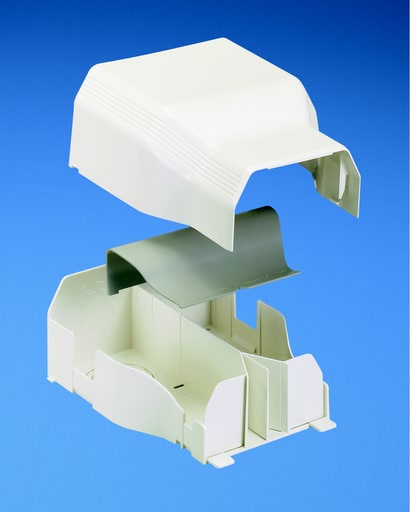 Panduit Corp - Panduit TGEEIW Entrance end fitting. Accepts large conduit, (up to 2") in line Orange at a right angle. Maintains a 40mm bend radius with a removable insert and channel separation.