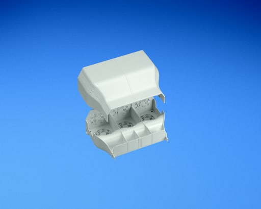 Panduit Corp - Panduit T702EEWH Entrance end fitting. Conduit breakouts of 1/2", 3/4", 1", 1 1/4" and 1 1/2" for entry from ceiling Orange wall.