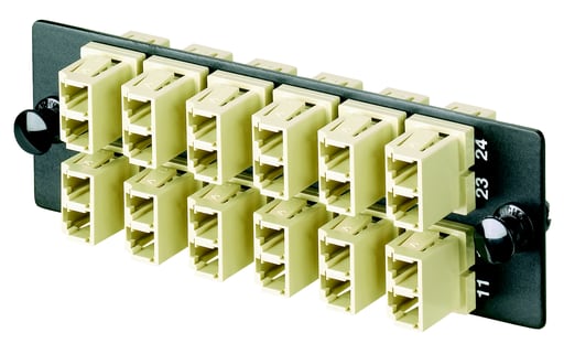 Panduit Corp - Panduit FAP12WEIDLC LC OM1 FAP Loaded with Twelve LC Duplex Multimode Fiber Optic Adapters (Electric Ivory) with Phosphor Bronze Split Sleeves.