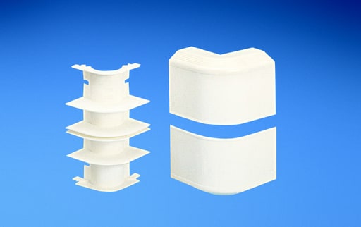 Panduit Corp - Panduit T702OCIW Outside corner fitting. Used to join sections of Twin-70 raceway at outside corners.