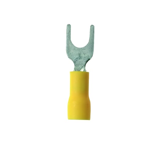 Panduit Corp - Panduit PV22-6F-CY Fork Terminal, vinyl insulated, 26 - 22 AWG, #6 stud size, funnel entry