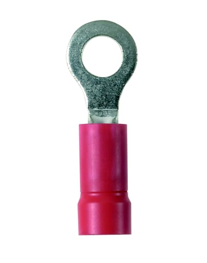 Panduit Corp - Panduit PV18-14R-E Ring Terminal, Vinyl Insulated, 22 - 18 AWG, 1/4" Stud Size, Funnel Entry, Terminal Convenience Package