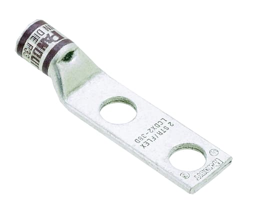 Panduit Corp - Panduit LCDX4/0-12E-X Copper Compression Lug, 2 Hole, 4/0 AWG Flex, 1/2" (12.7mm) Stud, 1.25" (31.8mm) Hole Spacing