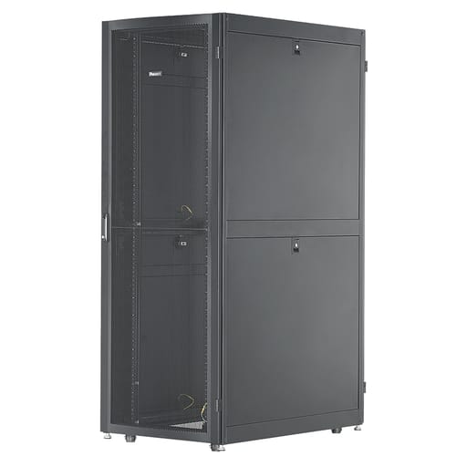 Panduit Corp - Panduit DN6212B D-Type Cabinet is a 42 RU, 600mm W x 1000mm D Cabinet, Includes Two Sets of Cage Nut Equipment Rails