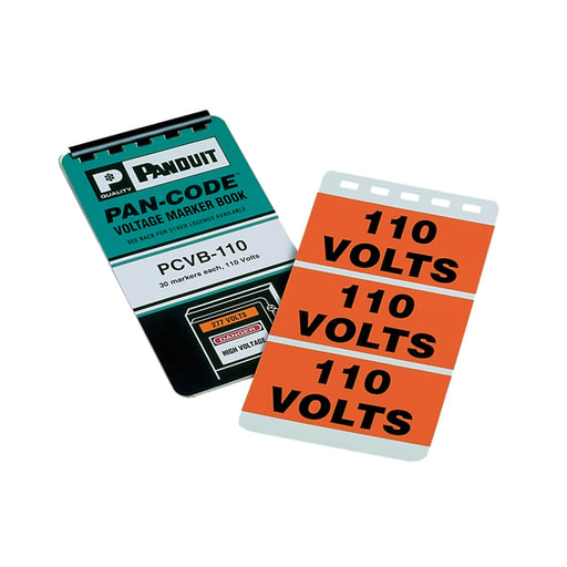 Panduit Corp - Panduit PSSB-13 Safety Marker Book, 3.25" x 1.50", 'Danger High Voltage', 30 markers/book
