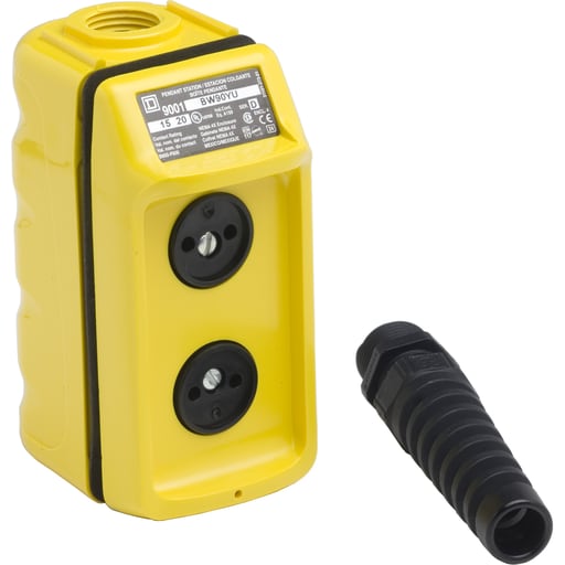 Square-D / Schneider - Square D 9001BW90YU 600 VAC/VDC 5 Amp 2NO 2NC Yellow Thermoplastic NEMA 1/3/3R/4/4X 2-Button 1-Speed Pendant Station