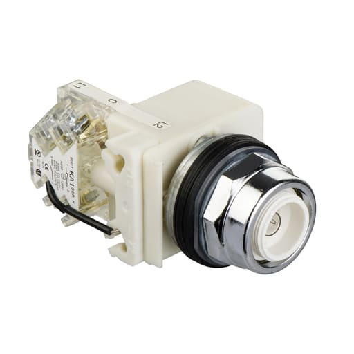 Square-D / Schneider - Square D 9001KT35A31 30 mm 120 VAC Amber Lens Metal Bezel Push to Test Round Pilot Light