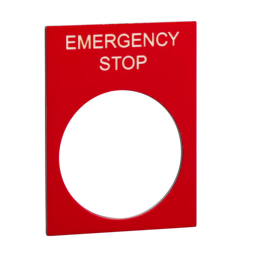 Square-D / Schneider - Square D ZB2BY2330 30 x 40 mm White/Black PVC Emergency Stop Standard Legend Plate