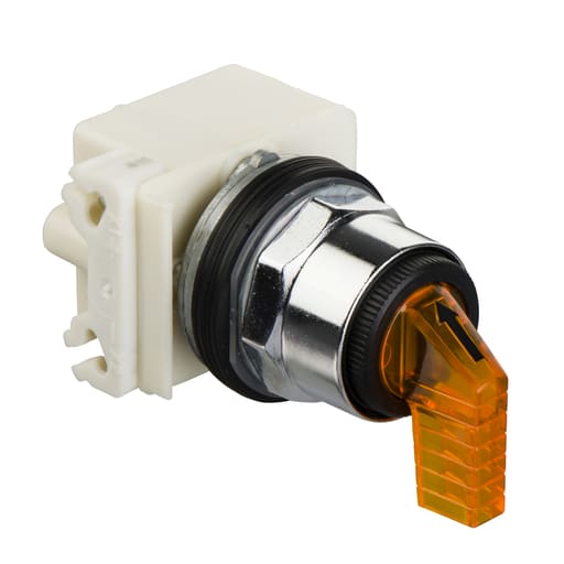 Square-D / Schneider - Square D 9001KP38LYA31 30 mm 120 VAC/VDC Yellow Lens Metal Bezel LED Standard Round Pilot Light
