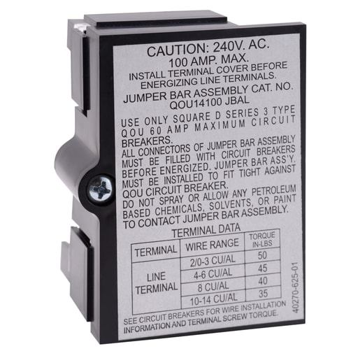 Square-D / Schneider - Square D QOU14100JBAL 4-Pole 100 Amp Left Wiring Circuit Breaker Jumper Bar Assembly