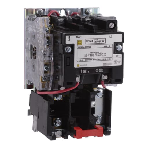 Square-D / Schneider - Square D 8536SBO2V02SX11 110/120 VAC 18 Amp 5 Hp 3-Pole Open Type Full Voltage Non-Reversing Magnetic Starter