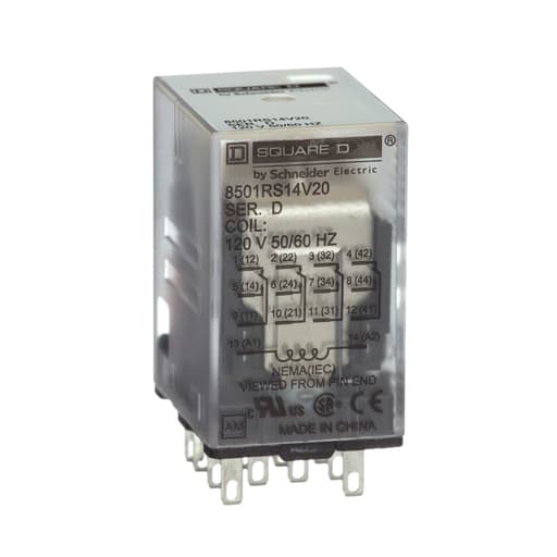 Square-D / Schneider - Square D 8501RSD14V60 110 VDC 5 Amp 4PDT 4CO Socket Mount DC Operated Miniature Plug-In Relay