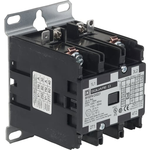 Square-D / Schneider - Square D 8910DPA14V02U1 110/120 VAC 20 Amp 4-Pole NEMA 1 Non-Reversing Definite Purpose Contactor