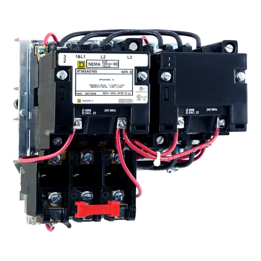 Square-D / Schneider - Square D 8736SCO8V06 440/480 VAC 27 Amp 10 Hp 3-Phase 3-Pole Open Type Full Voltage Reversing Magnetic Starter