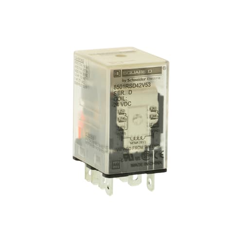 Square-D / Schneider - Square D 8501RSD44V51 12 VDC 10 Amp 4PDT 4CO Socket Mount DC Operated Miniature Plug-In Relay