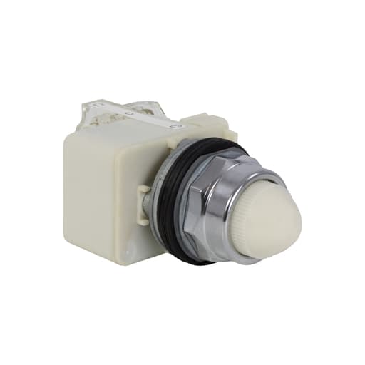 Square-D / Schneider - Square D 9001KT1W9 30 mm 120 VAC White Lens Metal Bezel Push to Test Round Pilot Light