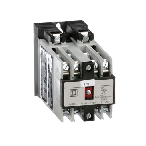 Square-D / Schneider - Square D 8501XO60V01 24 VAC 10/5 Amp 6-Pole 6NO Panel Mount AC Operated Control Relay