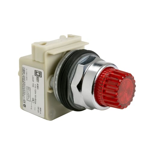 Square-D / Schneider - Square D 9001K2L35R20H13 30 mm 600 VAC Momentary 1NO 1NC Red Body Metal Bezel Illuminated Push Button