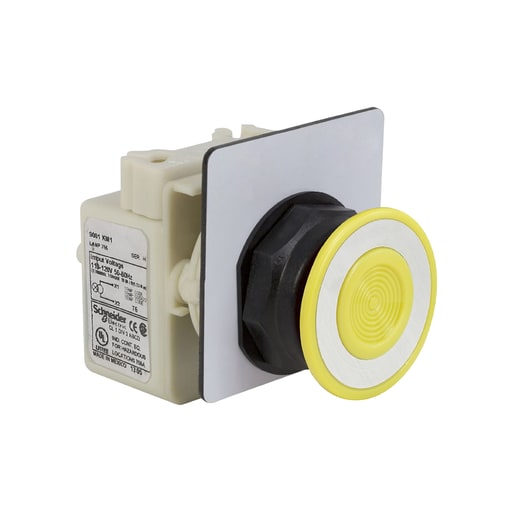 Square-D / Schneider - Square D 9001SKR9P1Y20H13 30 mm 600 VAC 2-Position 1NO 1NC Plastic Bezel Push-Pull Illuminated Push Button