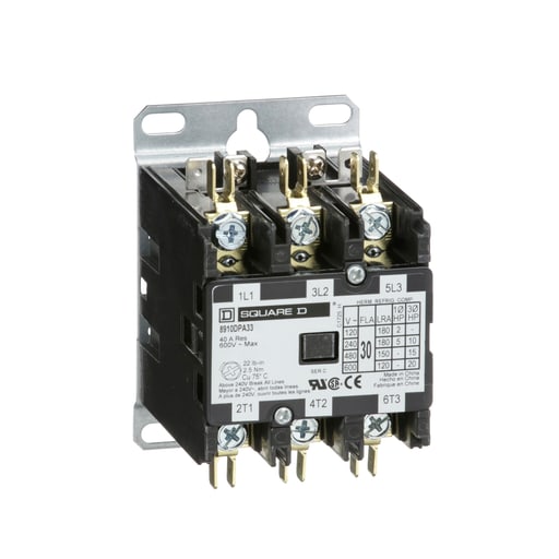 Square-D / Schneider - Square D 8910DPA33V07 550/600 VAC 30 Amp 3-Pole 3NO NEMA 1 Non-Reversing Definite Purpose Contactor