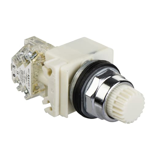 Square-D / Schneider - Square D 9001K2L1W 30 mm White Body Metal Bezel Momentary Round Illuminated Push Button Operator