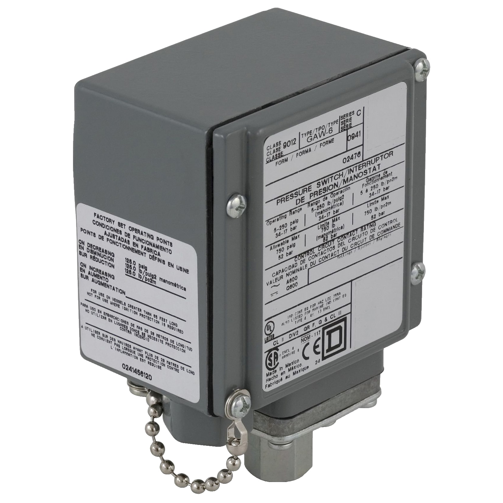 Square-D / Schneider - SQD 9012GAW25Z16 pressure switch 90
