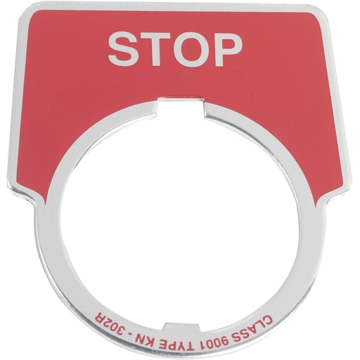 Square-D / Schneider - Square D 9001KN302 44 x 50 mm Aluminum Silver Stop Push Button Standard Legend Plate