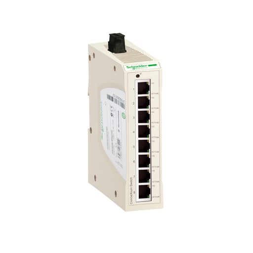 Square-D / Schneider - Square D TCSESU083FN0 24 Volt 4.1 W RJ45 Shielded Connector 35 mm Din Rail Mount Unmanaged Ethernet Switch