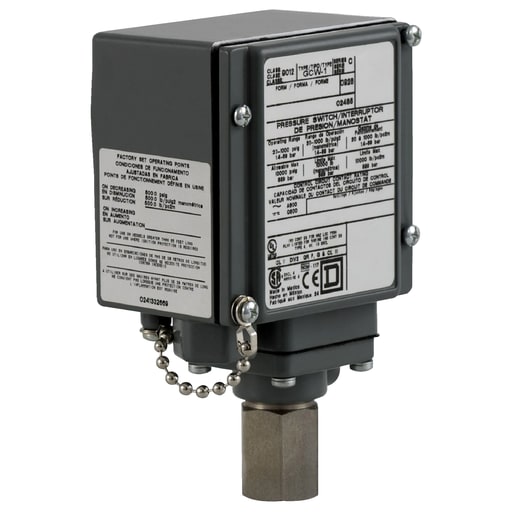 TESENSOR - Square D 9012GFWM4 480 VAC SPDT 2-Circuit 270 to 9000 PSIG Non-Adjustable Differential Pressure Switch