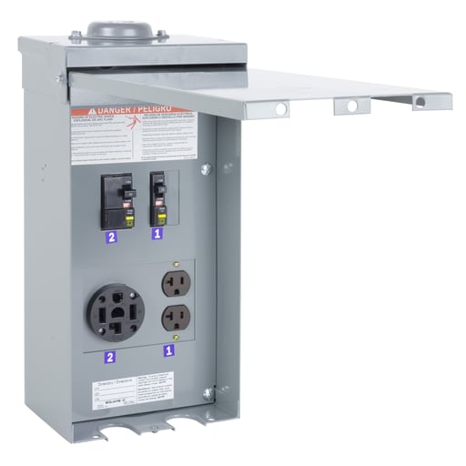 Square-D / Schneider - Square D PAK76CGFI 120/240 VAC 70 Amp 1-Phase 3-Wire NEMA 3R 8 to 1 AWG Copper/Aluminum Power Outlet Panel
