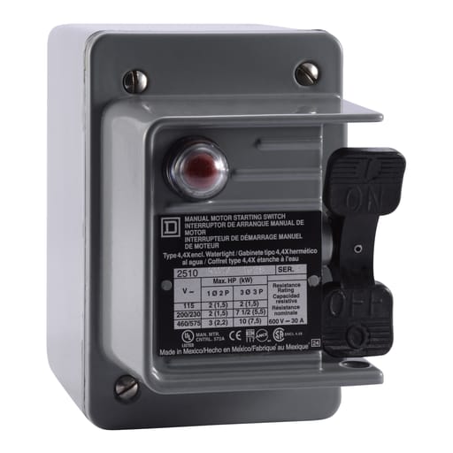 Square-D / Schneider - Square D 2510KW1B 600 VAC 230 VDC 30 Amp 3 Hp 2-Pole NEMA 4 1-Phase Manual Switch