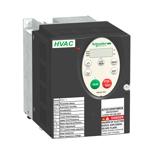 Square-D / Schneider - Square D ATV212H075M3X 200 to 240 VAC 1 Hp 3-Phase Open Type Variable Speed Drive