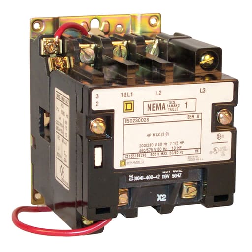 Square-D / Schneider - Square D 8502SCO5V02S 110/120 VAC 27 Amp 1-Pole Open Type Full Voltage Non-Reversing Magnetic Contactor