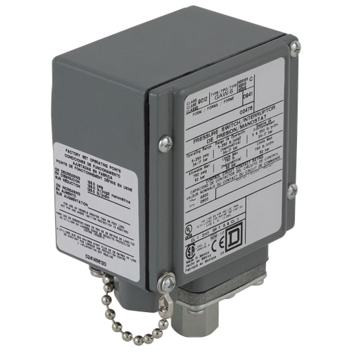 TESENSOR - Square D 9012GDW24 480 VAC DPDT 4-Circuit 1.5 to 75 PSIG Non-Adjustable Differential Pressure Switch