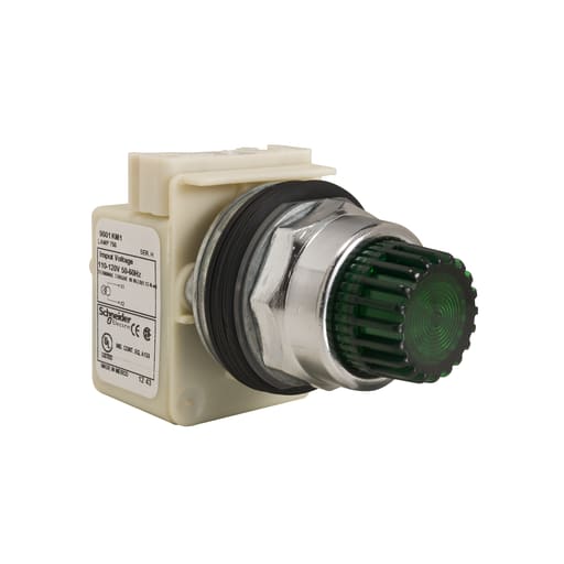 Square-D / Schneider - Square D 9001K2L35G 30 mm Green Body Metal Bezel Momentary Round Illuminated Push Button Operator