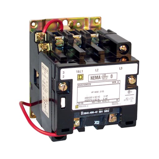 Square-D / Schneider - Square D 8502SBO2V06 440/480 VAC 18 Amp 3-Pole Open Type Full Voltage Non-Reversing Magnetic Contactor