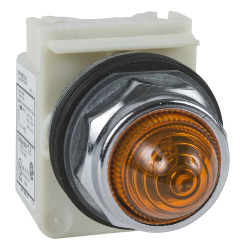 Square-D / Schneider - Square D 9001KP1A9 30 mm 120 VAC Amber Lens Metal Bezel Incandescent Standard Octagonal Pilot Light